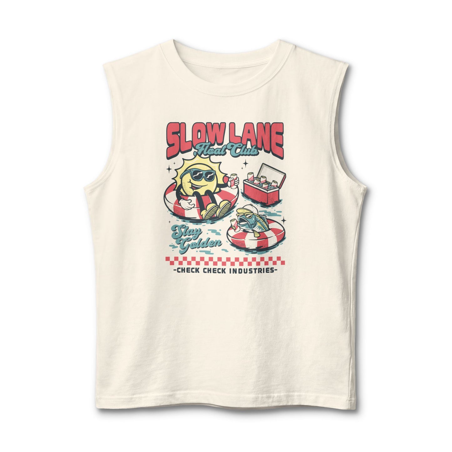 Slow Lane Retro Cartoon Floaties tank top | Stay Golden vintage summer design