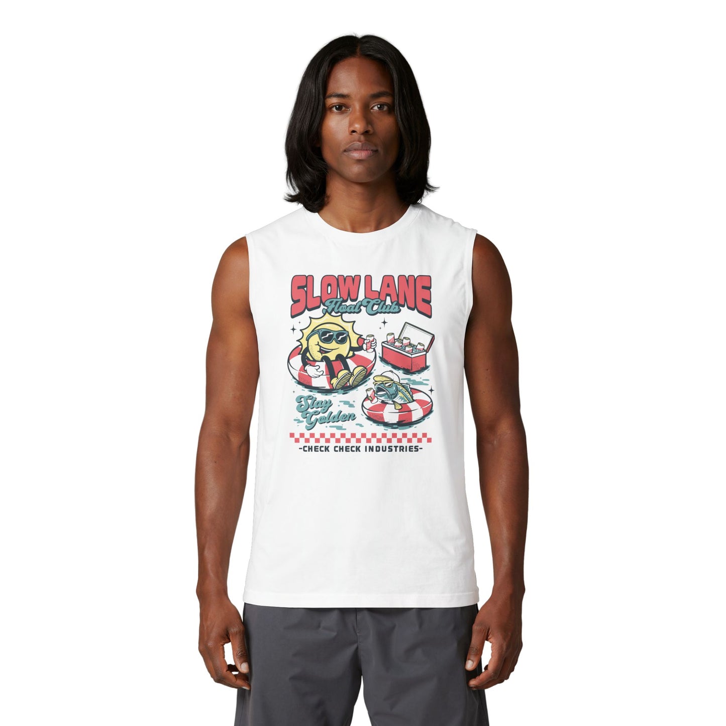 Slow Lane Retro Cartoon Floaties tank top | Stay Golden vintage summer design