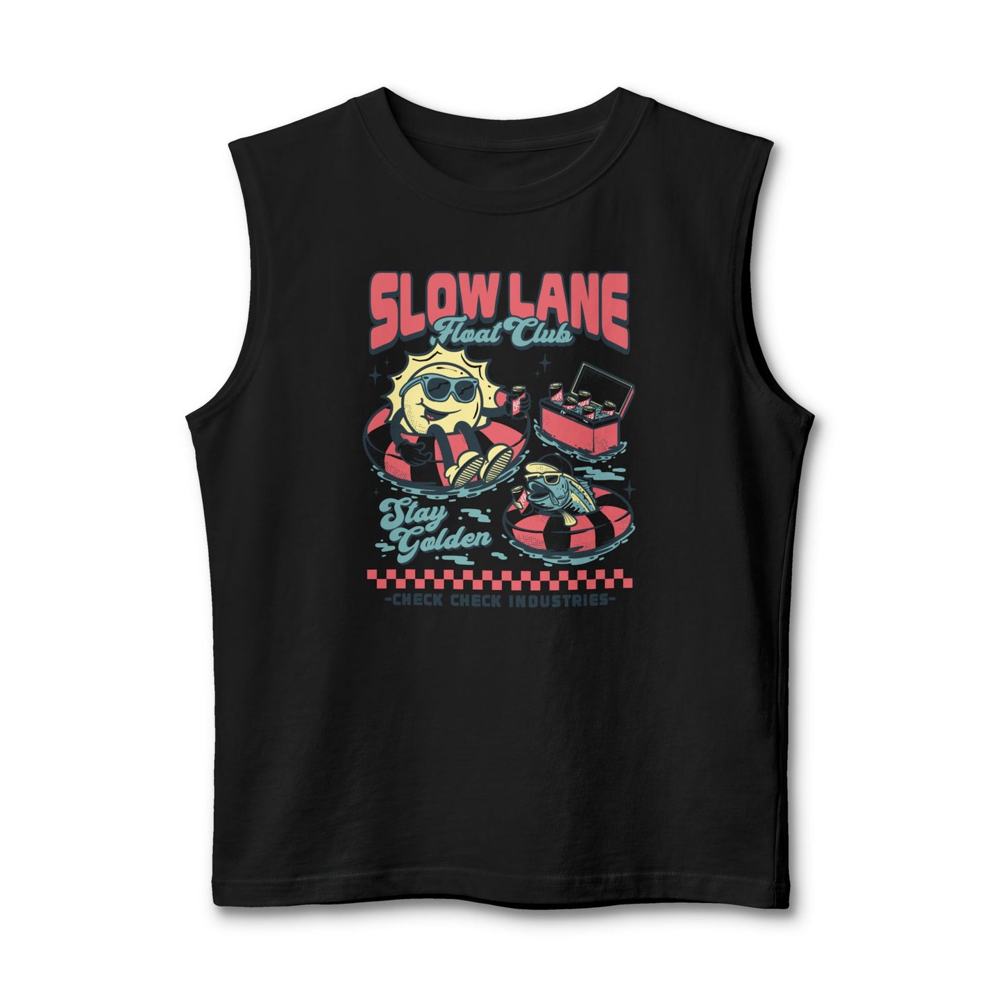 Slow Lane Retro Cartoon Floaties tank top | Stay Golden vintage summer design