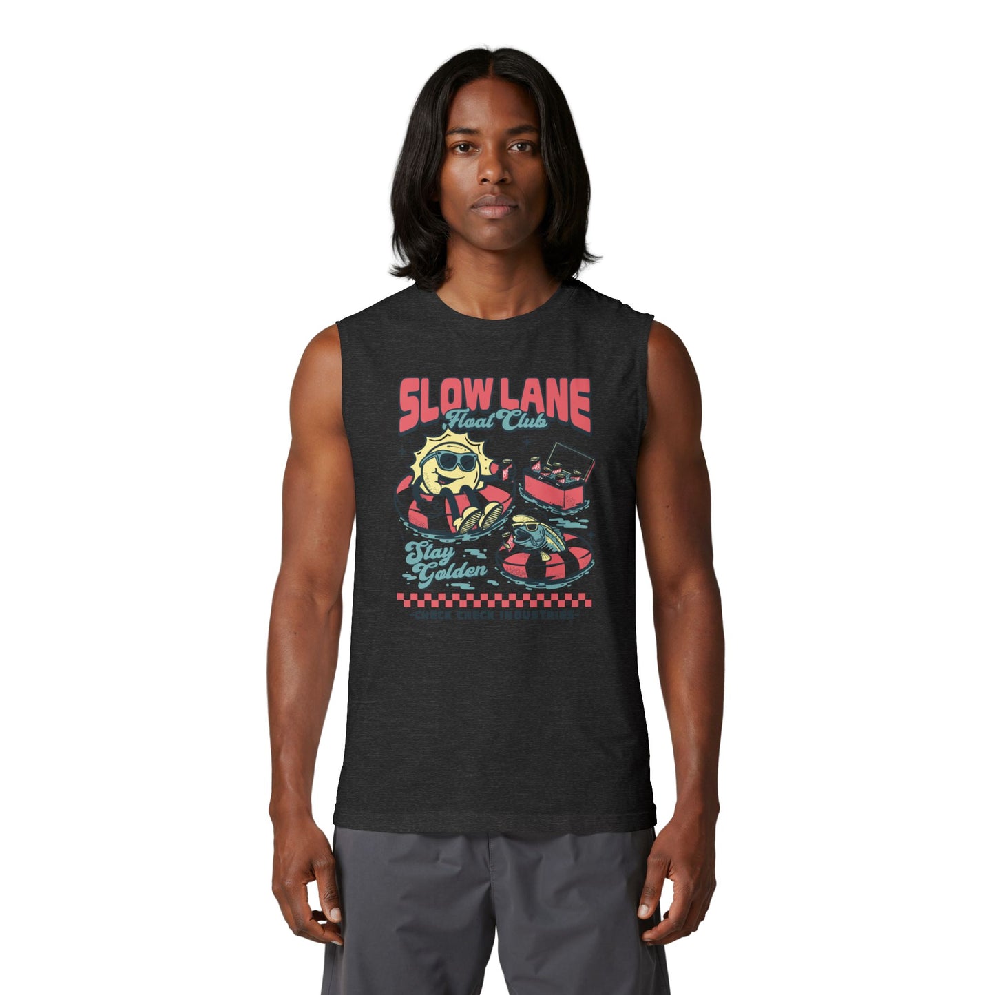 Slow Lane Retro Cartoon Floaties tank top | Stay Golden vintage summer design