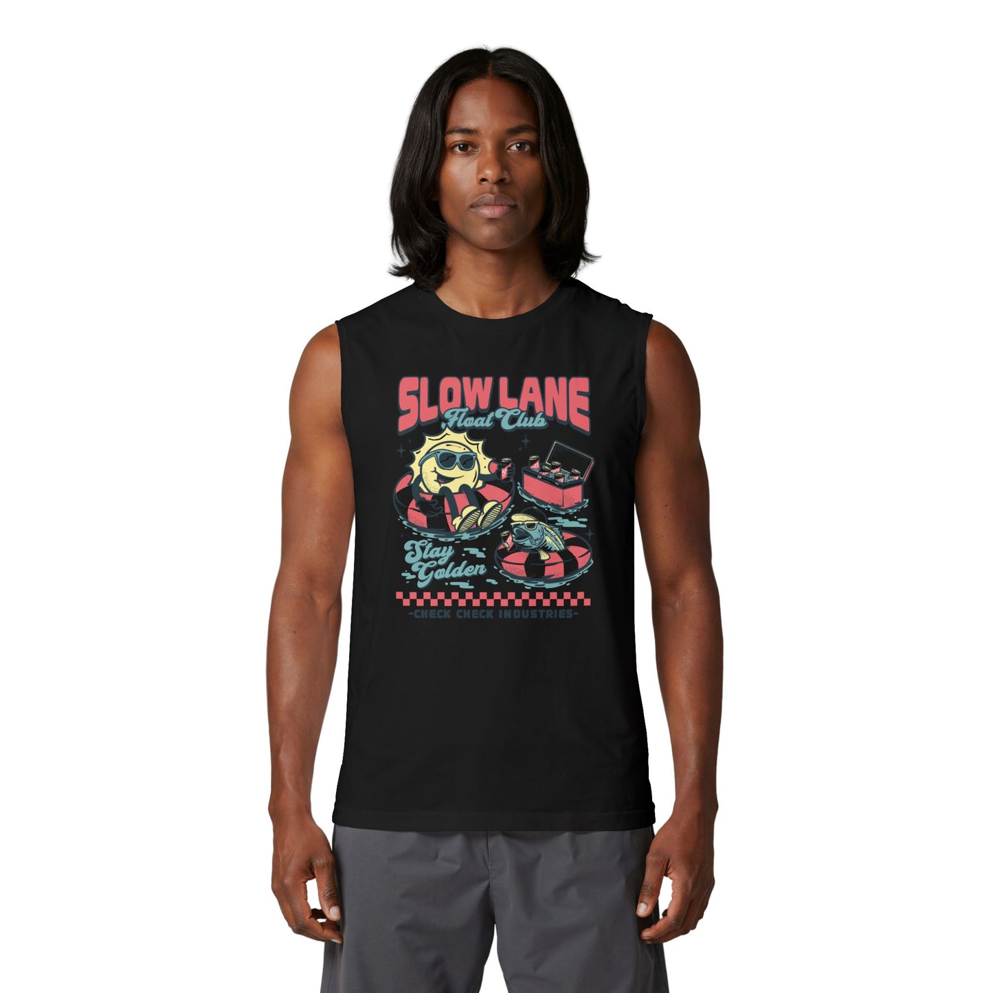 Slow Lane Retro Cartoon Floaties tank top | Stay Golden vintage summer design