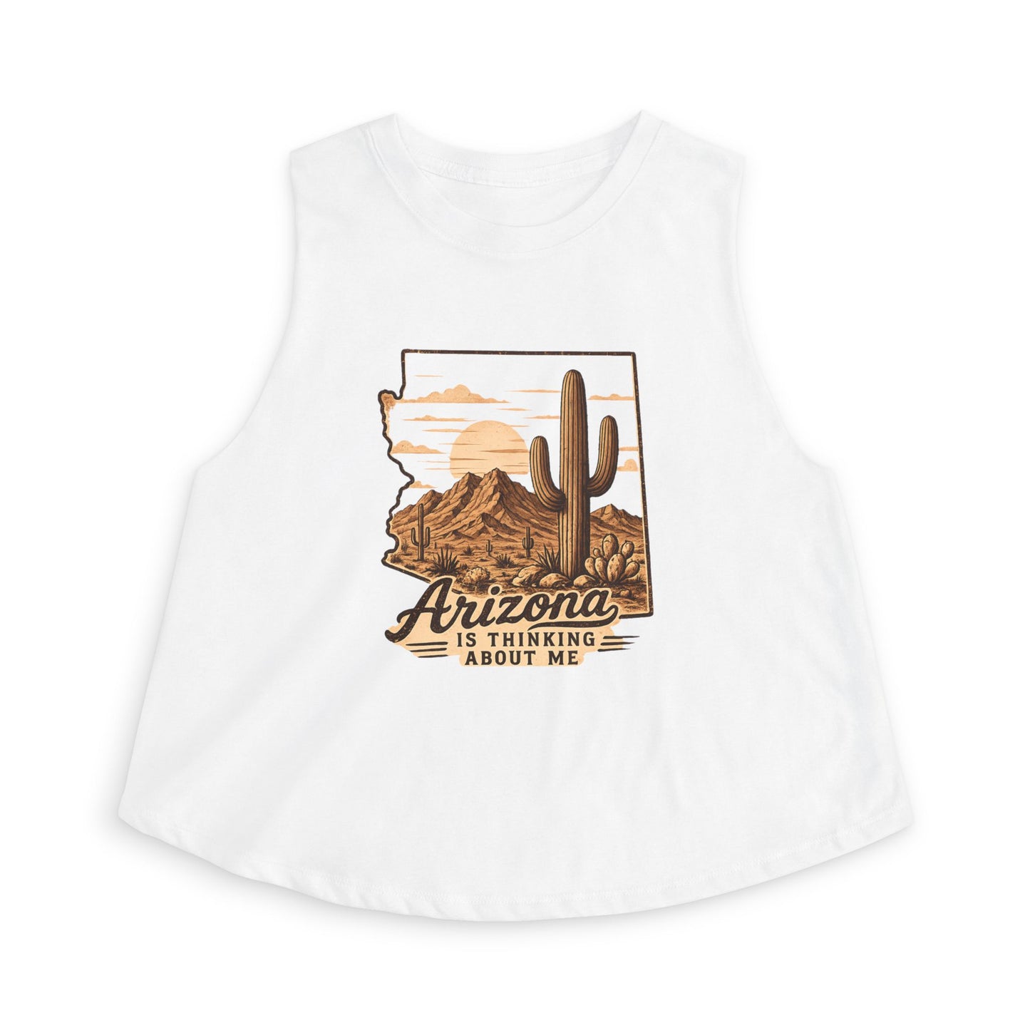 Arizona Is Thinking About Me Crop Top — Desert Cactus Graphic Tank