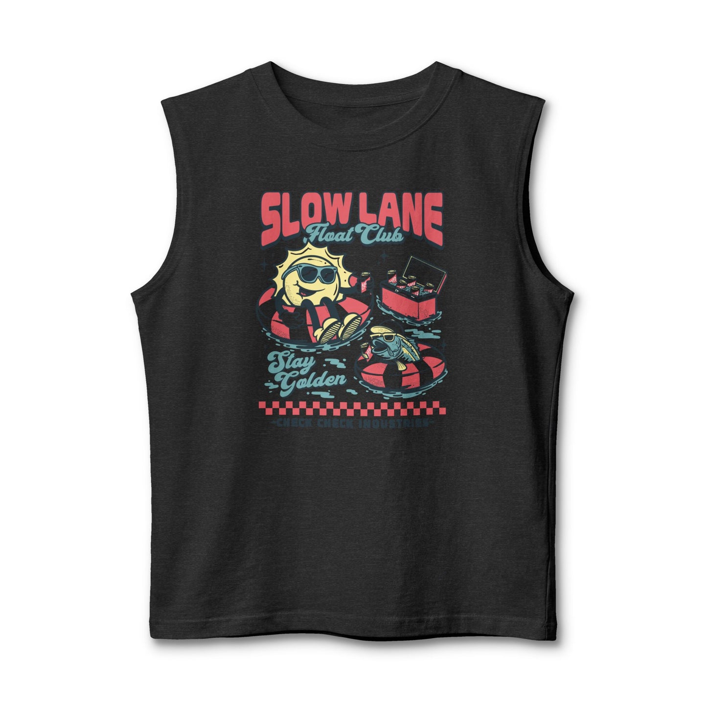 Slow Lane Retro Cartoon Floaties tank top | Stay Golden vintage summer design