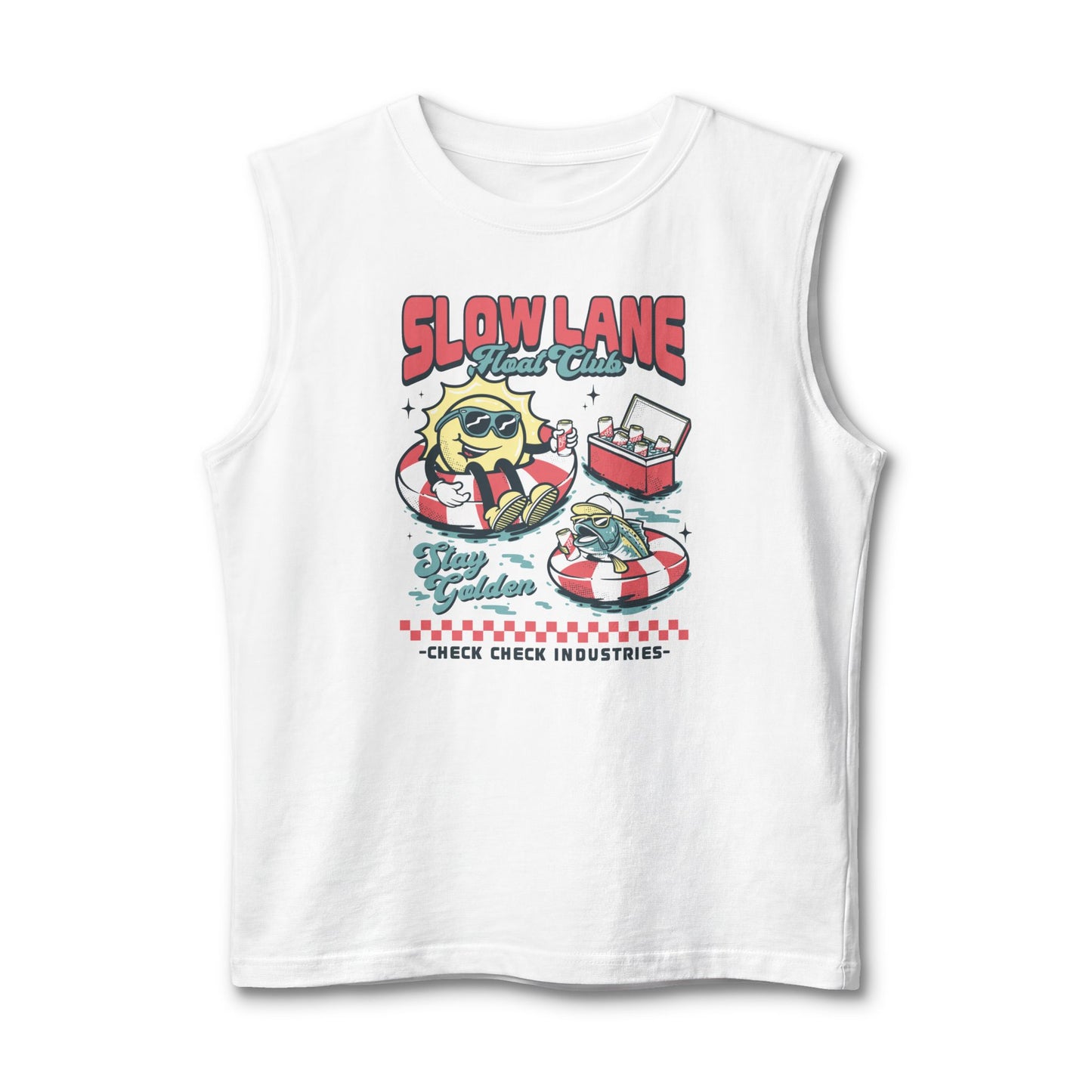 Slow Lane Retro Cartoon Floaties tank top | Stay Golden vintage summer design